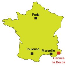 Location of Cannes la Bocca in France