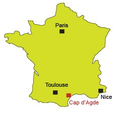 Mappa del Cap d'Agde in Francia