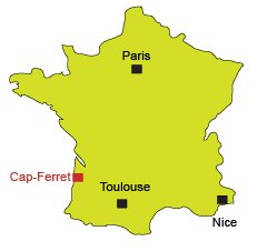 Location of Cap Ferret in France