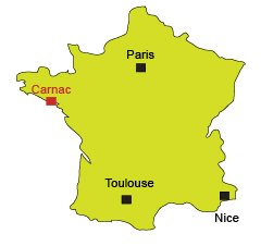 Location of Carnac in Brittany in France