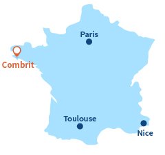 Localisation de Combrit et de Sainte Marine en Bretagne