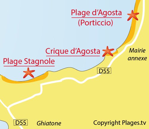 Carte de la crique d'Agosta à Pietrosella