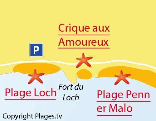 Map of Amoureux Cove in Guidel
