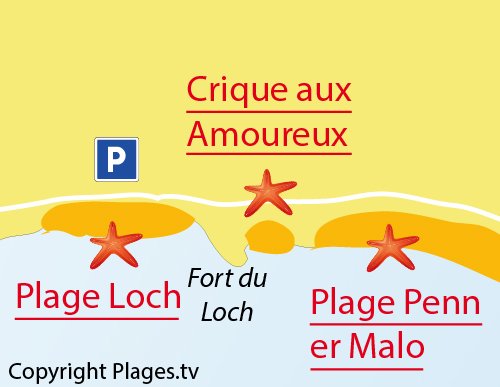 Carte de la crique aux amoureux de Guidel