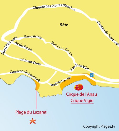 Map of Vigie Cove - La Nau in Sète