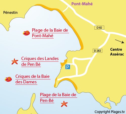 Carte de la crique de la baie des Dames à Assérac