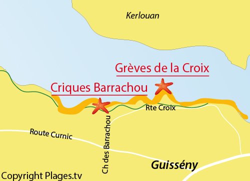 Carte de la crique de Barrachou à Guissény