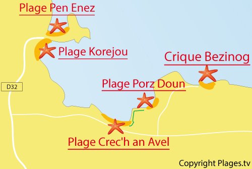 Carte de la crique de Bezinog à Plouguerneau