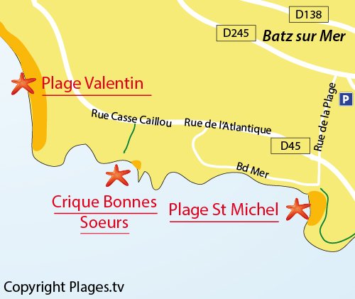 Carte de la plage dans la baie de la Bonne Soeurs - Batz sur Mer