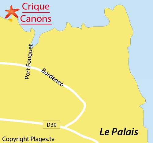 Carte de la crique des Canons à Belle Ile en Mer - Le Palais