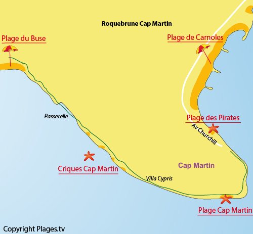 Map of Cap Martin Cove in Roquebrune Cap Martin