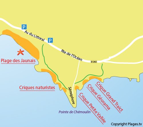 Carte des criques de Chémoulin à St Nazaire