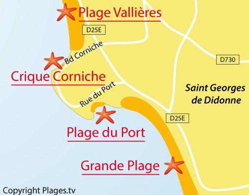 Carte de la crique de la Corniche à St Georges de Didonne