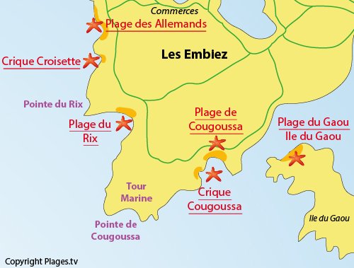 Plan de la crique de Coucoussa sur l'ile des Embiez