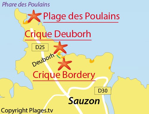 Carte de la crique de Deuborh à Belle Ile en Mer