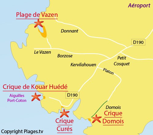 Carte de la crique de Domois à Belle Ile en Mer (Bangor)