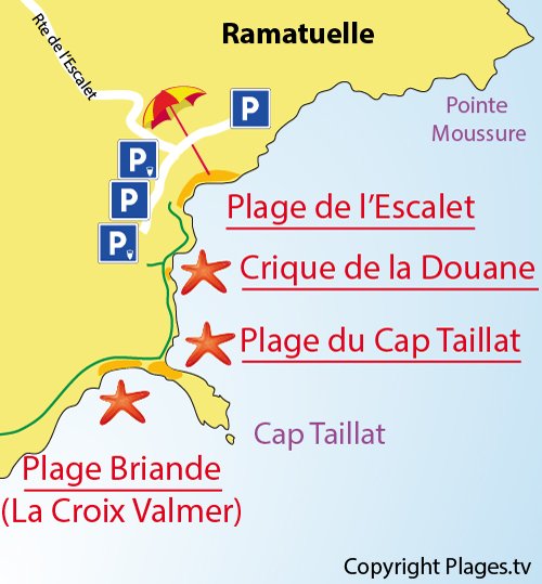 Map of Douane Creek in Ramatuelle