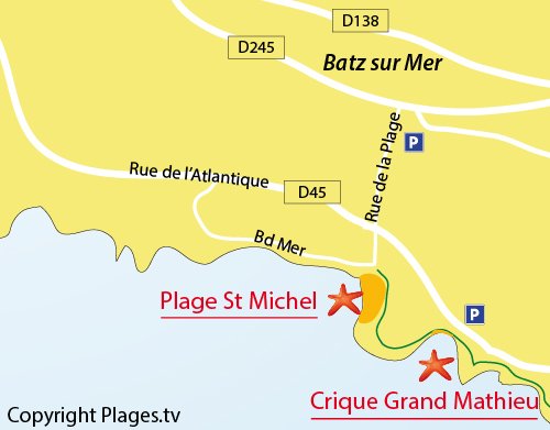 Map of Grand Mathieu Cove in Batz sur Mer