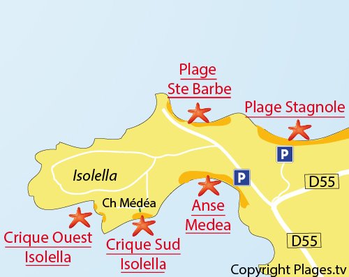 Map of Isolella West Cove in Corsica