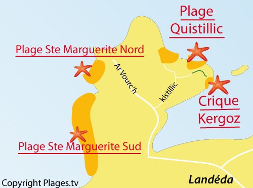 Carte de la crique de Kergoz à Landéda