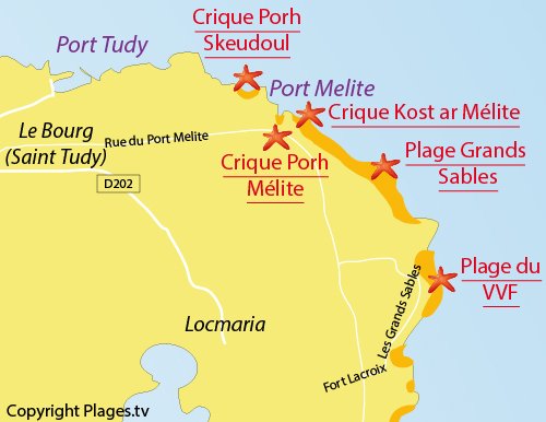 Carte de la crique de Kost ar Mélite - Ile de Groix