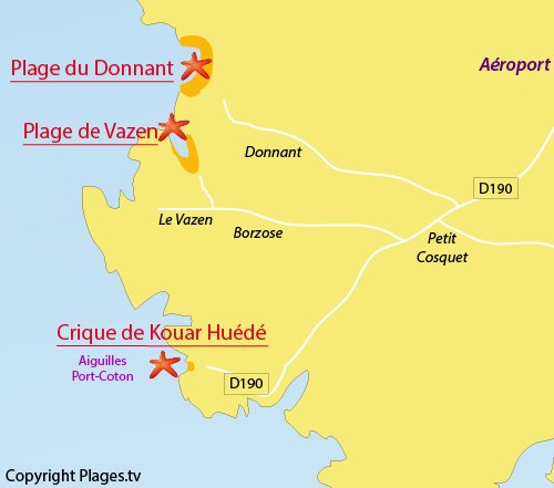 Map of Kouar Huede Cove in Belle Ile - Brittany