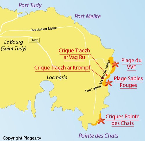 Map of Traezh ar Krompf Coves - Island of Groix