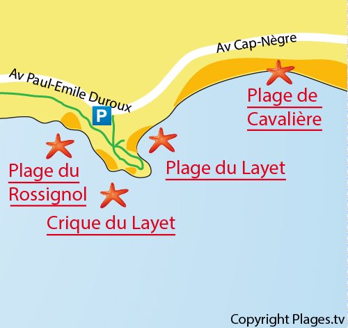 Map of the Layet Creek in Lavandou