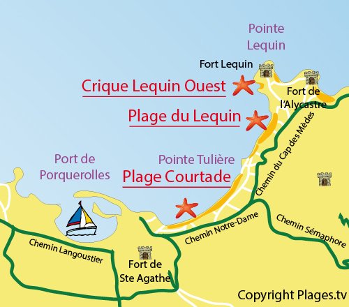 Carte de la crique du Lequin Ouest de Porquerolles