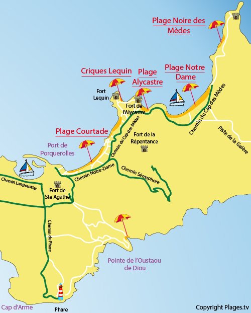 Map of Lequin Coves in Porquerolles