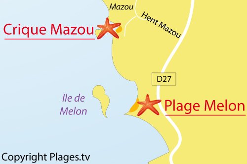 Carte de la crique de Mazou à Porspoder