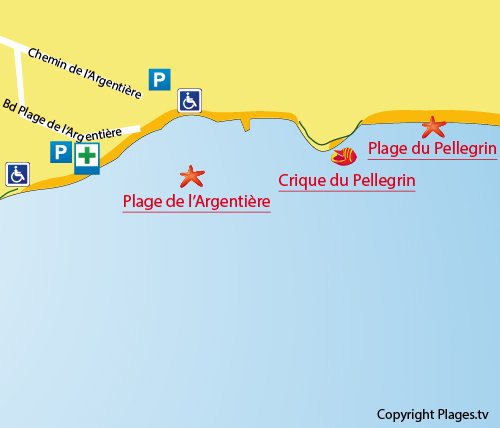 Carte de la crique du Pellegrin à La Londe dans le Var