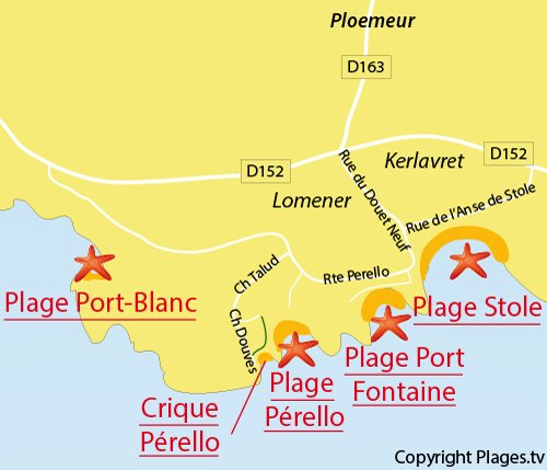 Carte de la crique de Pérello à Plouemeur