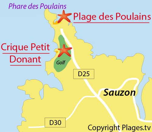 Map of Petit Donant Cove in Belle Ile