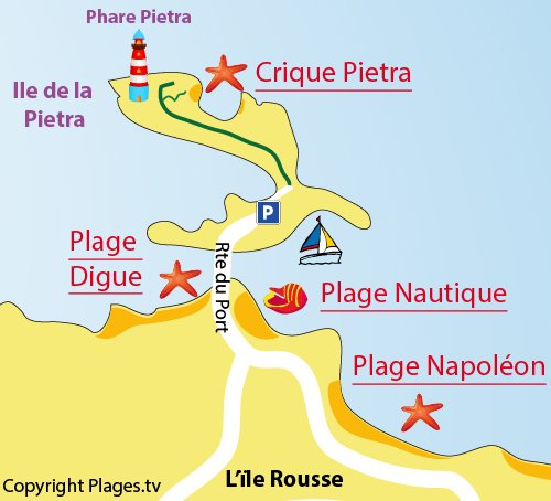 Map of the Pietra Creek in Ile Rousse