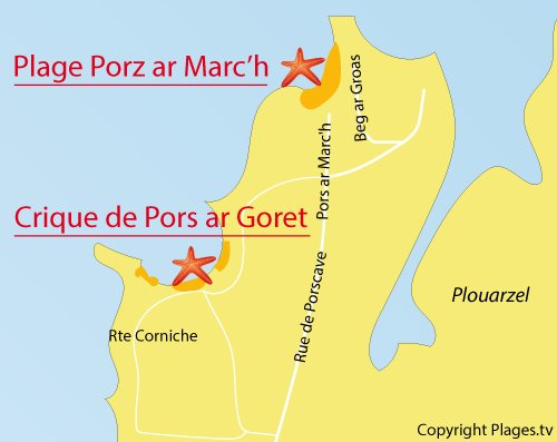 Carte de la crique de Pors ar Goret à Lampaul Plouarzel