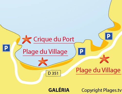 Mappa della Cala del Porto a Galéria - Corsica