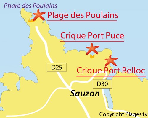 Carte de la crique de Port Puce à Belle Ile en Mer