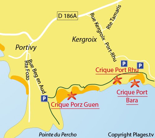 Carte de la crique de Port Rhu à Quiberon