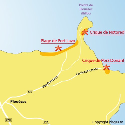 Plan de la crique de Porz Donant à Plouézec