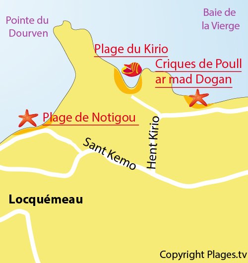 Carte des criques de Trédrez