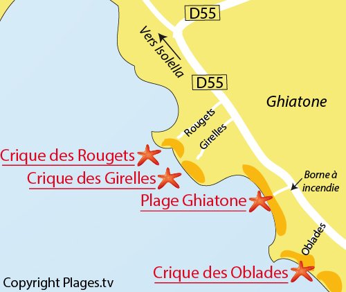 Carte de la crique des Rougets à Pietrosella