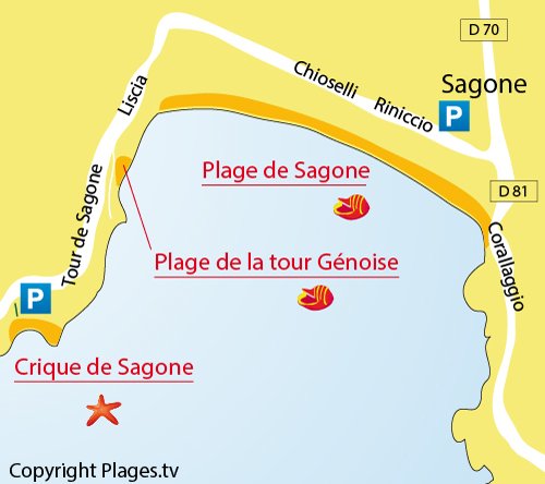 Carte de la Crique de Sagone en Corse