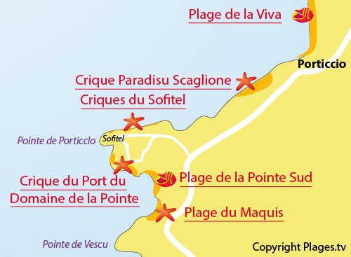 Carte des criques du Sofitel de Porticcio