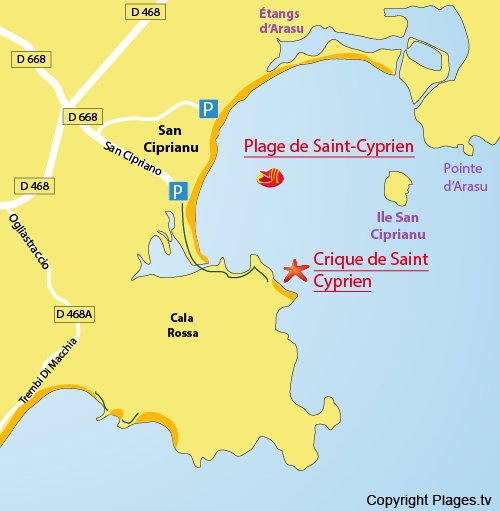 Mappa della Cricca di St Cyprien in Corsica