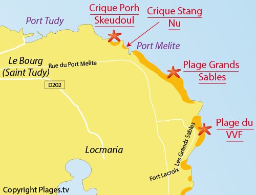 Carte de la crique de Stang Nu sur l'ile de Groix