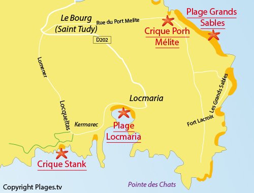 Carte de la crique du Stank sur l'ile de Groix