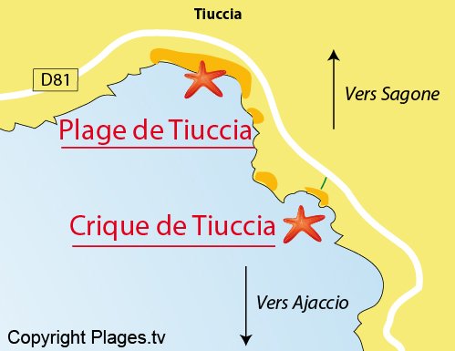 Plan de la crique de Tiuccia à Casaglione