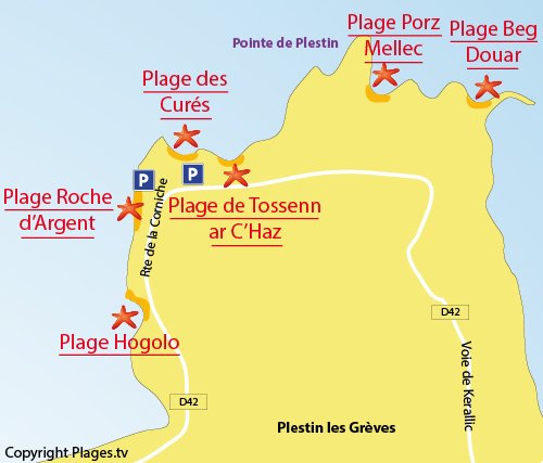 Plan de la crique de Tossen ar c'haz à Plestin en Bretagne