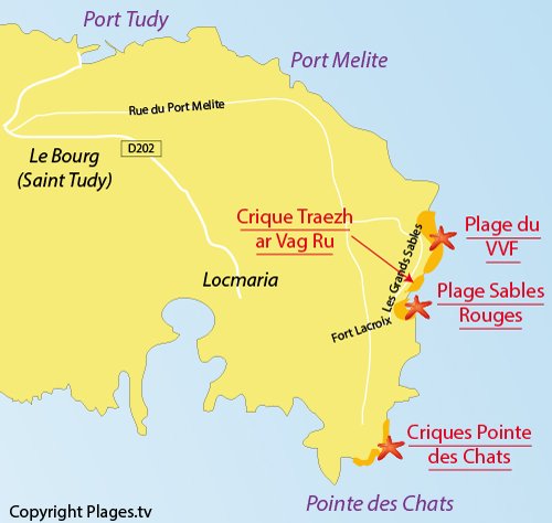 Map of Traezh ar Vag Ru Beach in Groix